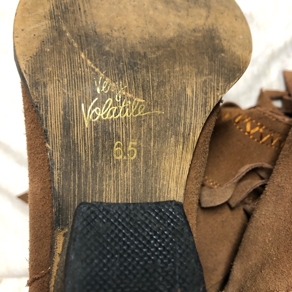 Very Volatile Leather Suede Fringe Boots Size 6.5 Western Festival Rodeo Cowboy - Picture 4 of 13